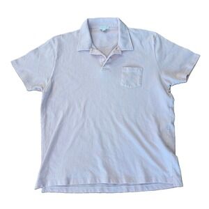 Sunspel Polo Shirt Men's XXL White Pink Cotton Short Sleeve Made in Portugal